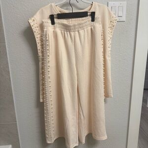Umgee Cream Wide Leg Jumpsuit